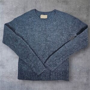 Everlane Teddy Crew Textured Wool Blend Long Sleeve Sweater Blue XS Winter Cozy